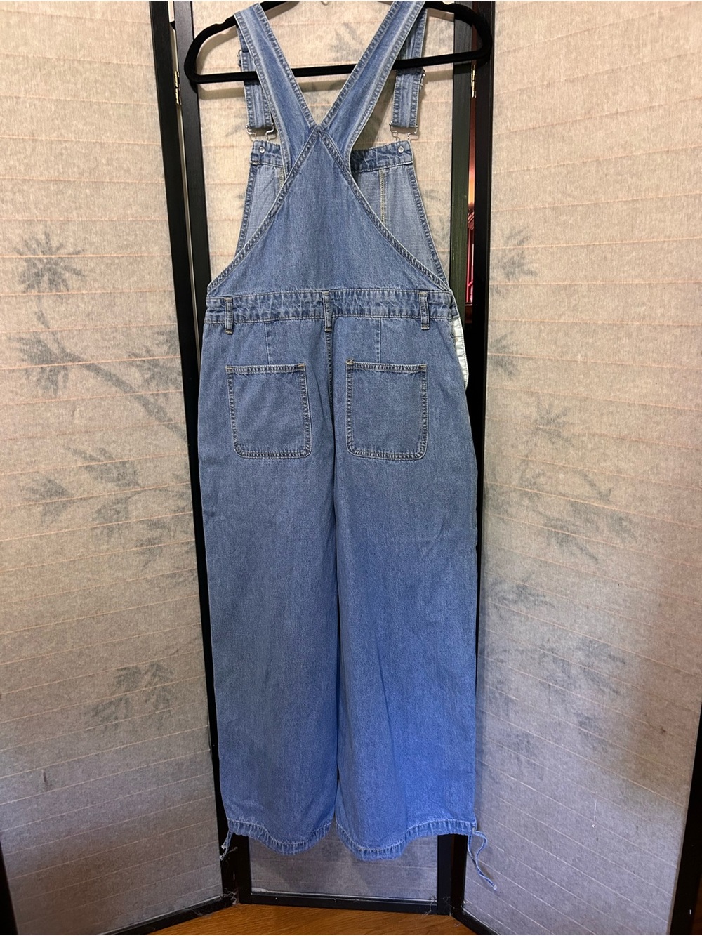 Cider Women's Denim Overalls Sz Med Denim Wide Leg Tie Hem 90s Inspired Utility - Picture 2 of 7